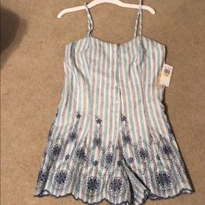 New GB Blue Striped Romper